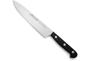 Arcos Couteau de Chef en Acier – Couteau de Cuisine Professionnel pour Couper une Variété d'Aliments, Poignée Ergonomique en Polyoxyméthylène, Lame de 180 mm – Couleur Noire, Série Universelle