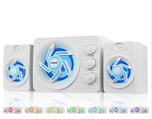 Preisvergleich Produktbild Love Life PC-Computer-Lautsprecher, Verdrahtete Computer USB-Lautsprecher-System Bunten Blendung Multimedia-Lautsprecher, Geeignet Für PC-Handy-Tablet Desktop-Laptop,White