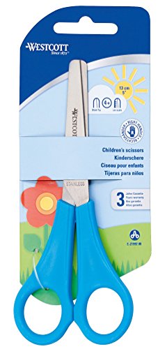 Westcott E-21592 00 Kinderschere für Rechtshänder, 13 cm, runde Spitze, Maß 5 cm , blau - 2