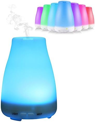 Efanr 100ml Aromatherapy Essential Oil Aroma Diffuser Ultrasonic Cool Mist Humidifier with Adjustable Mist Mode with 7 Color LED Lights Air Freshener Purifier for Home Office Bedroom