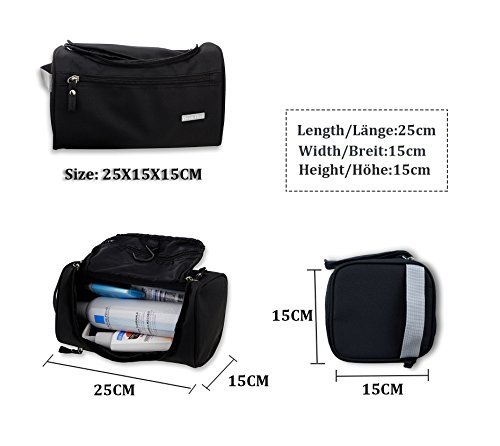 Kulturbeutel Kulturtasche | Wasserabweisend | Metall-Hake zum Aufhängen | Rechteck | Unisex | Der&Dies Premium Kulturbeutel mit vielen Plätzen und extra Länge für unterwegs - 4