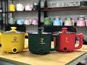 ECAPT Electric 1.8 L Multi Cooker Kettle with Glass Lid Base Multifunction Cooking Pot Noodle Maker Egg Boiler Vegetable and Rice Cooker and Steamer (Multicolor)