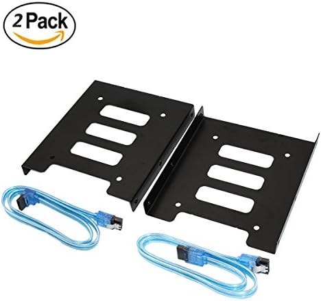SSD Bracket,SNANSHI 2.5 inch SSD HDD to 3.5 inch Metal Mounting Adapter (Black 2pc s + 2 pcs 18 Inch SATA III 6.0 Gbps Cable)