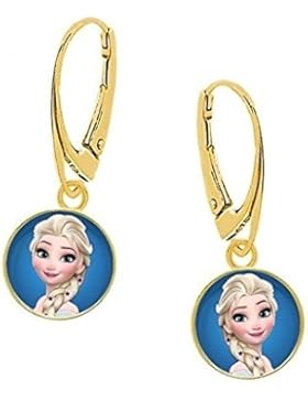 GH1a Elsa Brisur Ohrhänger 925 Echt Silber + 24K Vergoldet Ohrringe Frozen Eiskönigin