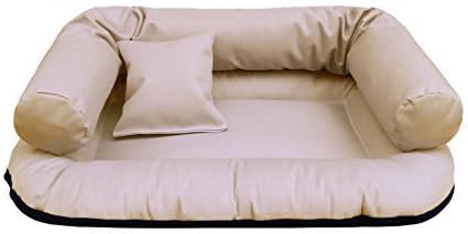 tierlando w4-14 Dog Sofa Watson Party Woven Polyester Dog Bed Dog Basket Size L 100 cm kakao-beige