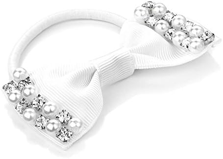 White Pearl Bow Hair Elastic AJ26049