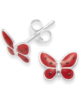 terling Silber Kinder Silber Schmetterling unterschiedliche. Größe: 8 mm x 6 mm 5923RED. Geschenkbox. Ohrstecker...