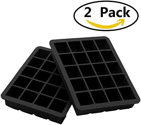Zonyanl Silicone Ice Cube Tray, Square Soft Washable Ice Moulds Makes for Whisky Wine, Set of 2, 40 Pieces, Black