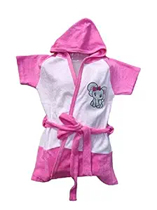 Dazzle Baby Bath Robe/Bath Gown/Bath Towel for Girls/Boys (Pink, 0-1 Year)