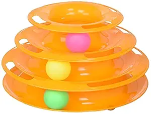 PSK PET MART Cat Toy 3 Level Towers of Circle Track Roller with Moving Balls Interactive Play Toy for Kitten/Cat Fun Toy (Pack of One)