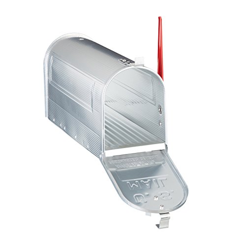 Relaxdays Amerikanischer Briefkasten, Aluminium, Original US Mailbox, Fahne, Nostalgie, HxBxT: 22 x 16,5 x 48 cm, silber - 3