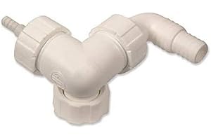 ACQUASTILLA 117945 - Doppio raccordo di scarico lavatrice e asciugatrice, Valvola non ritorno e dado girevole 1", Bianco