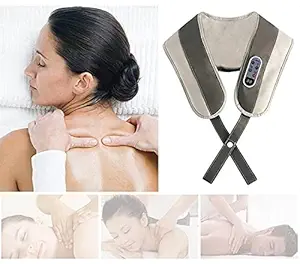 Zipped Electric Heat Shiatsu Machine Body Massagers (for Cervical Neck Shoulder & Back Pain Relief) - Hard-to-Reach Muscle Groups, Relaxing Massage, Helps Reduce Tightness - Set of 1, Beige