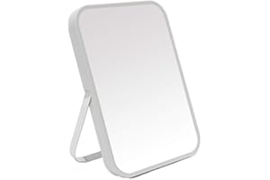 YEAKE Tisch-/Schreibtisch-Make-up-Spiegel, 20,3 cm, tragbarer Klappspiegel mit Metallständer, um 90 ° verstellbar, Tavel-Make-up-Spiegel, hängend, Badezimmer für Dusche, Rasur (grau)
