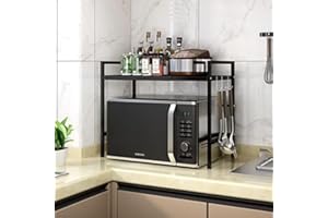 ‎VINTEKY Vinteky Mikrowelle Regale Metall Mikrowellenhalter erweiterbar 43-60cm verlängert Mikrowellen-Regal (schwarz)