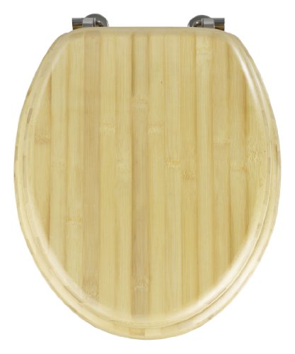 Wenko 144719100 WC-Sitz Bambus Natur - Chrom-Metallbefestigung, Bambus, 37.3 x 44.5 cm, Braun