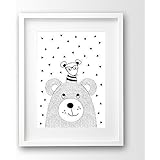 Babyposter ungerahmt, Bär und Hipster Maus, schwarz weiß, Tierposter