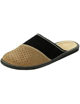 Hausschuhe Herren Pantoffeln Veloursleder Leichte Hauspantoffeln Braun/Schwarz