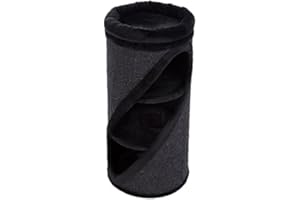 DIOGENES Unique Diagonal Scratching Barrel M - Covered in Natural Sisal with Diagonal Opening and Cosy Plush Bed - Ideal for Snoozing and Indulgent Scratching Sessions (Black)