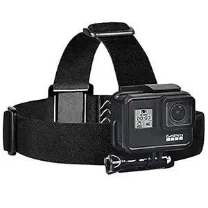 SD CASS GoPro Head Strap Mount with Go Pro Mount for GoPro Hero 8 7 6 5 4 3 3+ Session Xiaoyi SJCAM and All Action Camera (Black)