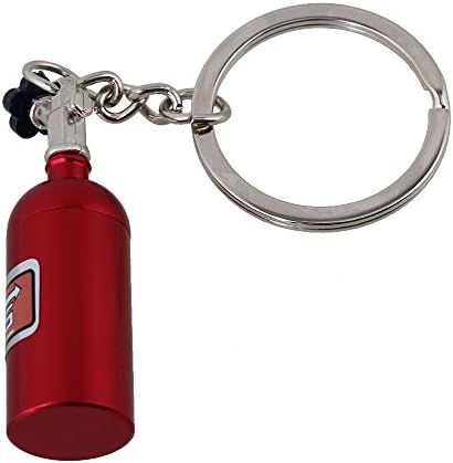 Red Novelty Auto Parts Key Chains Ring NOS Mini Nitrous Oxide Bottle Keyring Keychain Gift