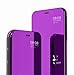 Price comparison product image MLOTECH Case for Huawei P20 Lite cover + tempered glass Flip Clear View Translucent Standing Cover Mirror Plating Holder Full Body 360°Smart Cover Protection Purple