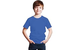 NetSetUK Kids Short Sleeve Crew Neck T Shirts Unisex Classic Fit Plain Cotton Rich Top UK (3 to 15 Years)
