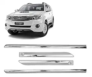 Empica Full Chrome Car Side Cladding Door Beading Protective Garnish Moulding Compatible for Toyota Fortuner (Set of 4 Pcs, Silver)