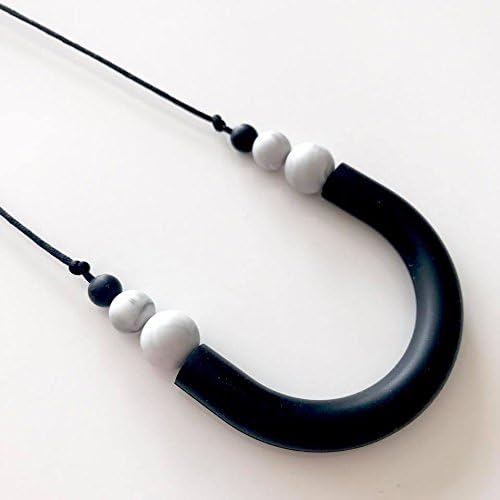 Mama Knows Silicone Teething Necklace - Agnes Black & Marble