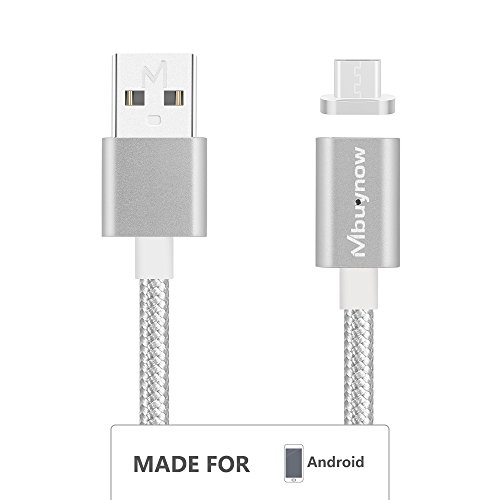 Mbuynow 3A C  ble Micro USB Magn  tique en Nylon Tress   C  ble Chargeur et Donn  es Synchronisation Magn  tique C  ble de charge Aimant   pour Android divers  Samsung Galaxy S4  S5  S6  S6 Edge  S7  Note  LG  HTC et Sony  etc - Argent