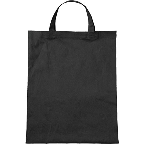 Premium Baumwolltasche Umhängetasche Stoffbeutel Beutel Shopper mit kurzen Henkel – viele Farbe, Farbe Einkaufstasche:schwarz - 2