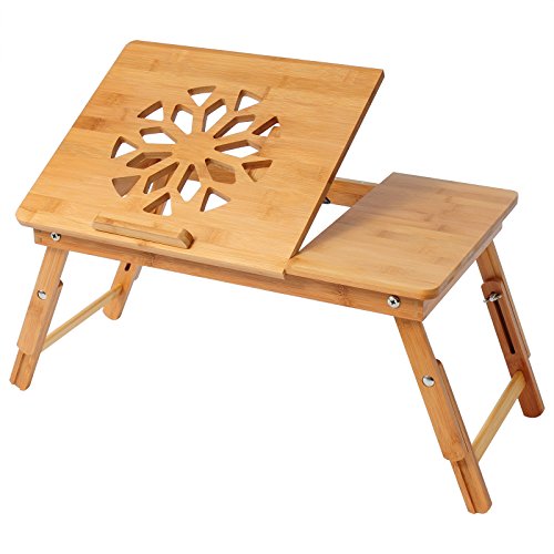 EUGAD Laptoptisch Notebooktisch PC Tisch mit Luftrillen und Ablage für Maus und Bücher höhenverstellbar ca.50 x 30 x 20-27cm BT10br