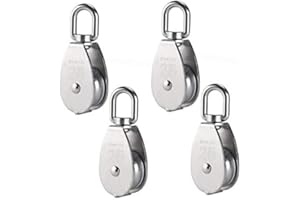 XLKJ 4 Pcs M25 Single Pulley Block,304 Stainless Steel Pulley Roller 360°Swivel Pulley 150 kg Load for Crane Swivel Hook Smooth Wire Rope Cable