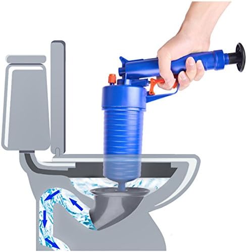 Linligoing Pump Action Power Pressure Cleaner, One Hand Operate Floor Drain Toilet Plug Sink Plunger Dredge Tool with Trigger Button, Additional 4 adaptors
