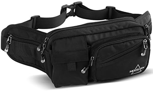 Bum Bag MOSSLIAN Fanny Pack with Six Zipped Pockets for iPhone X, iPhone 7 Plus, 6s, Samsung Galaxy S7, Note 5 Up to 6'' Screen Adjustable Band for Men + Women