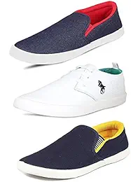 Tempo Men's Combo Pack of 2 Multicolor Loafers & one White Sneakers.