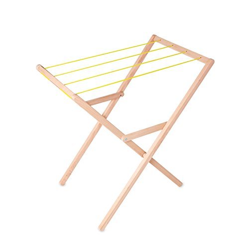 Preisvergleich Produktbild NATUREHOME Kinder-Wäscheständer aus Holz klappbar mit gelber WäscheleineNATUREHOME Kinder-Wäscheständer aus Holz klappbar mit gelber Wäscheleine