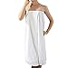 TopTie Women's Cotton Terry Spa Shower Bath Towel Wrap Velcro Closure on Chest - White,S/M