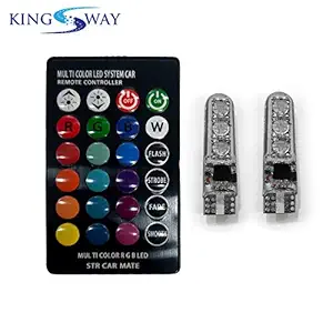 Kingsway Multicolor Led Parking Bulb Light with IR Remote - Universal for All Cars