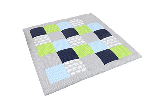 BEBILINO ® Baby Krabbeldecke Spieldecke & Laufgittereinlage 100×100 cm / 120×120 cm / 140×140 groß und weich gepolstert ELEFANT - 2
