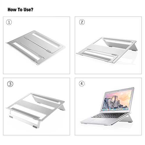 CoJoie Multifunktionale Aluminum Cooling Laptop Ständer / Notebookständer / Table for Macbook Air / Pro, Samsung Notebook Ständer Asus Laptop Ständer, 30*26*1.5CM, Geeignet zur Meisten Notebooks (Silber) - 2
