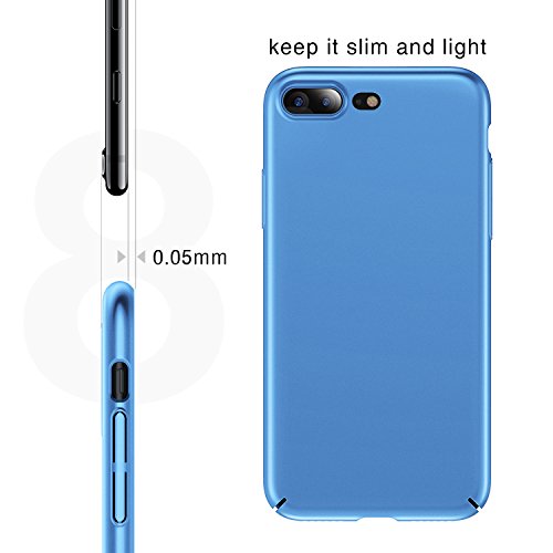 iPhone 7 Plus Case, iPhone 8 Plus Case, TORRAS Ultra-Thin Case with [Tempered Glass Screen Protector], Simple Stylish Fully Protective Matt Cover for Apple iPhone 7 Plus (2016) / iPhone 8 Plus (2017) - Light Blue.