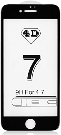 iPhone 7 Tempered Glass Screen Protector 4D Full Curved Anti Scratch 0.2mm 9H Ultra Clear Protector Film (iPhone 7 4D, Black)