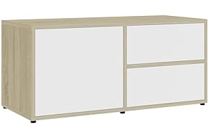 vidaXL Mobile Porta TV Mobiletto Armadietto Buffet Madia Unità Multimediale HiFi Arredo Credenza Consolle Truciolato Bianco e Rovere Sonoma 80x34x36cm
