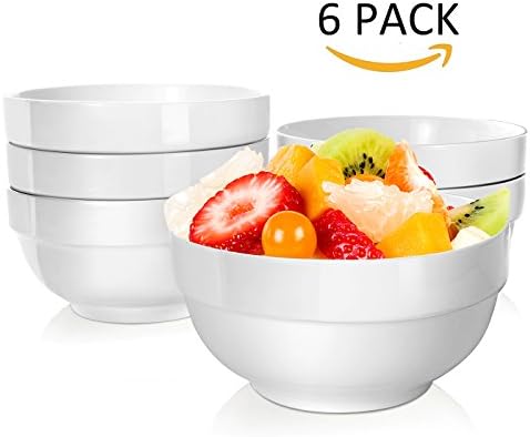 AckMond Porcelain Dessert Bowl Set 10cm(4 Inches) ,Bowl Set - Set of 6, White, Thickened