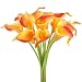 Produktbild MIHOUNION 12 Stücke Calla Kunstblume Deko Künstliche Blumen Kunstpflanze Blumenstrauß für Zuhause Balkon Tisch Hochzeits Bouquet Dekoration oder zum Vatertag Mutterstag geschenk - Orange