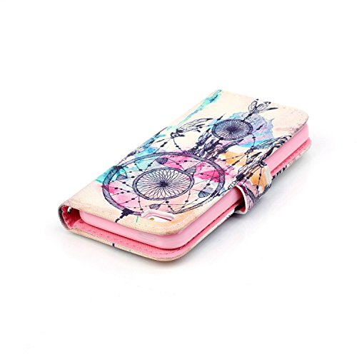 TOYYM iPhone 5 5s SE Lederhülle,iPhone 5/5s PU Ledercase Tasche Hüllen,iPhone SE Schutzhülle Case Scratch-Resistant Magnetverschluss,Premium Schutzhülle Wallet Case Kreative Muster Design Etui Brieftasche Ledertasche mit Handschlaufe im Bookstyle Cover Schale mit Standfunktion Etui Karten Slot+1x Kapazitive Feder+1x Staubstecker,Dreamcatcher - 3