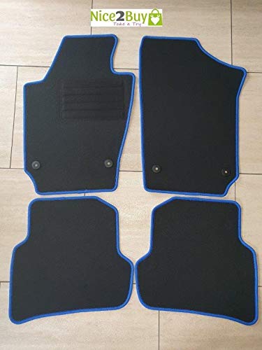 Preisvergleich Produktbild Salza Premium Velours Fußmatten schwarz fahrzeugspezifisch Kettelung blau