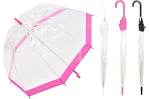 VIVAAS Clear See Through Dome Umbrella Ladies Transparent Walking Rain Brolly Wedding