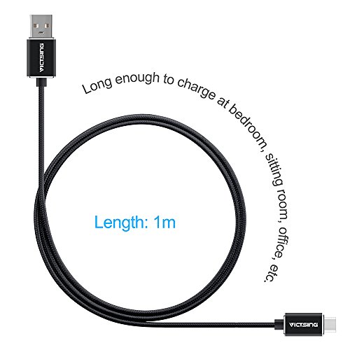 VicTsing 1m USB 3.1 Typ C Type C auf USB 2.0 Männlich to Männlich Nylon Braided Kabel Adapter mit Reversiblen Connector für Macbook 12inch 2015, ChromeBook Pixel, Nokia N1, Nexus 5x Nexus 6P usw. – Schwarz - 2